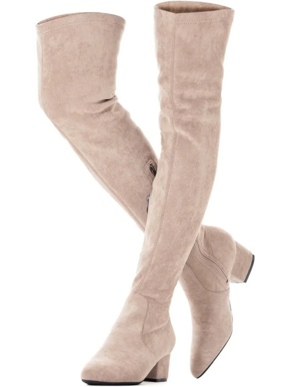 Stylish Over the Knee Low Heel Boots | Winter Suede Thigh High Chunky Comfort